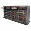 Reclaimed Teak Wood 4 Door Sideboard Cabinet With Drawers And Nail Heads
