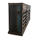 Reclaimed Teak Wood 4 Door Sideboard Cabinet With Drawers And Nail Heads