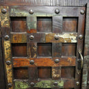 Reclaimed Teak Wood 4 Door Sideboard Cabinet With Drawers And Nail Heads