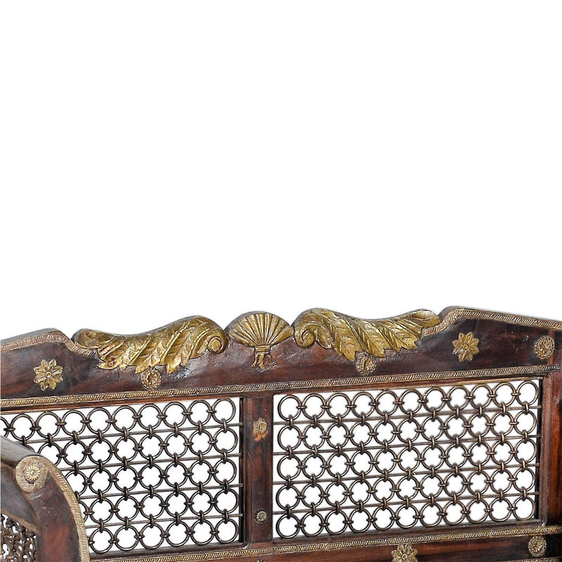 Fine 2 Seater Bench With Brass Accents