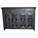 Ranch Style Metal Grill Sideboard Cabinet With 4 Doors