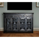 Ranch Style Metal Grill Sideboard Cabinet With 4 Doors