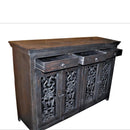 Ranch Style Metal Grill Sideboard Cabinet With 4 Doors