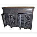 Ranch Style Metal Grill Sideboard Cabinet With 4 Doors