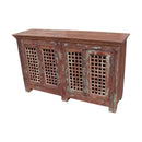 Farmhouse Style Lattice 4-Door Reclaimed Wood Sideboard