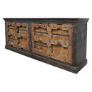 Antique Country Style Carved 4-Door Solid Wood Extra Large Credenza