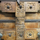 Antique Country Style Carved 4-Door Solid Wood Extra Large Credenza