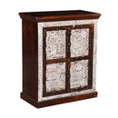 Carved 2-Door Mango Wood Boho Storage Cabinet