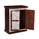 Carved 2-Door Mango Wood Boho Storage Cabinet