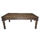 Antique Carved Teak Wood Door Repurposed Rustic Dining Table