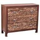 Distressed Carved Mango Wood 3 Drawer Dresser