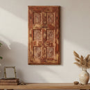 Antique Teak Wood Carved 54" Tall Door Distressed Wall Hanging