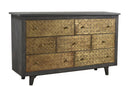 Mid Century Mod Mango Wood 7 Drawers Dresser With Brass Accent