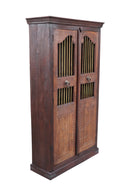 Antique Teak Wood Door Repurposed Armoire With Brass Bars