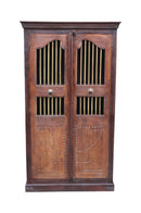Antique Teak Wood Door Repurposed Armoire With Brass Bars