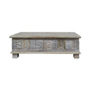 Boho Style Solid Wood Distressed White Chest / Coffee Table