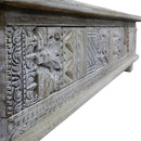 Boho Style Solid Wood Distressed White Chest / Coffee Table