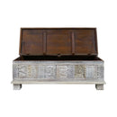 Boho Style Solid Wood Distressed White Chest / Coffee Table