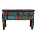 Distressed Blue Vintage Chest Console With Lift Up Top