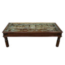 Distressed Teak Wood Antique Door Repurposed 62" Long Rectangle Coffee Table