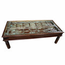 Distressed Teak Wood Antique Door Repurposed 62" Long Rectangle Coffee Table