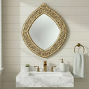 Farmhouse Style 27" x 32"  Hand Carved Distressed Oval Shaped Mirror