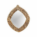 Farmhouse Style 27" x 32"  Hand Carved Distressed Oval Shaped Mirror