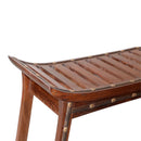 Elegant Mango Wood Slatted Chaise With Metal Accents