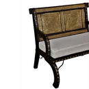 Eclectic Wooden Ornate Brass Accent Bench