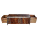 Mid Century Modern Distressed Teak Wood Coffee Table With Drawers