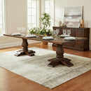 Ranch Style Solid Wood Carved Double Pedestal 118" Long Dining Table