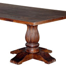 Ranch Style Solid Wood Carved Double Pedestal 118" Long Dining Table