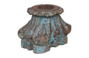 Antique Carved Column Base Distressed Blue Candlestand