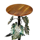 Eclectic Metal Palm Leaves Tall Accent Table