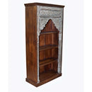 Mediterranean Style Hand Carved Arch Solid Wood Bookcase