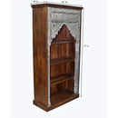Mediterranean Style Hand Carved Arch Solid Wood Bookcase