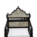 Mediterranean Style Carved Mango Wood Accent Arm Chairs- Set of 2