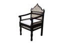 Mediterranean Style Carved Mango Wood Accent Arm Chairs- Set of 2