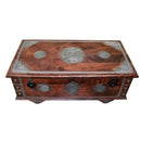 Eclectic Metal Accent Mango Wood Chest Coffee Table On Wheels