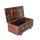 Eclectic Metal Accent Mango Wood Chest Coffee Table On Wheels
