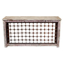 Farmhouse Style Entryway Console Table With Rutic Iron Grill Front