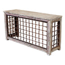 Farmhouse Style Entryway Console Table With Rutic Iron Grill Front