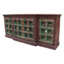 Antique Distressed Green Door Extra Large Sideboard With Brass Accents