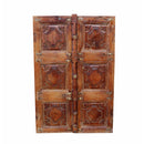 Mid 1900s Hand Carved Window Shutter With Brass Accents