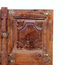Mid 1900s Hand Carved Window Shutter With Brass Accents