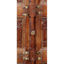 Mid 1900s Hand Carved Window Shutter With Brass Accents