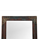 Farmhouse Style Carved Large Grand Mirror With Distressed Colored Patina
