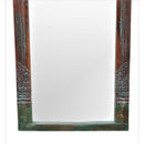 Farmhouse Style Carved Large Grand Mirror With Distressed Colored Patina