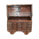 Antique Indian Cash Box With Metal Accents