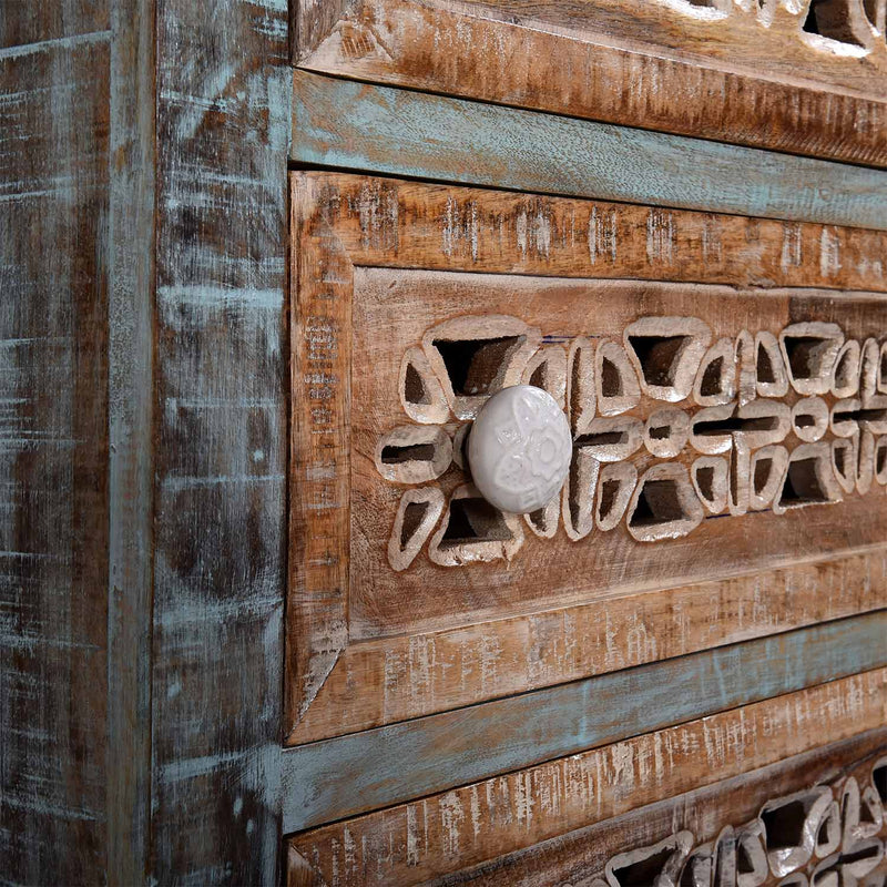 Farmhouse Style Distressed Blue Chest Of Drawers